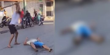 Vídeo forte: homem leva p0rretada no meio da rua e apaga :’socorro, socorro’