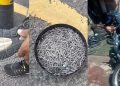 Vídeos: carga de pregos cai na rua e inferniza vida de motoqueiros em Manaus: ‘tiramos três baldes’