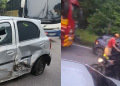 Vídeo: Uma pessoa fica pr3sa às ferragens em ac1dente com dois carros e moto em Manaus