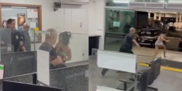 Vídeo: Dentro de delegacia, mulher trans faz barraco, toma celular de agente e é contida por policiais