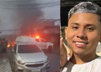 Familiares fecham rua e cobram respostas após jovem morrer em acidente com viatura da PM em Manaus