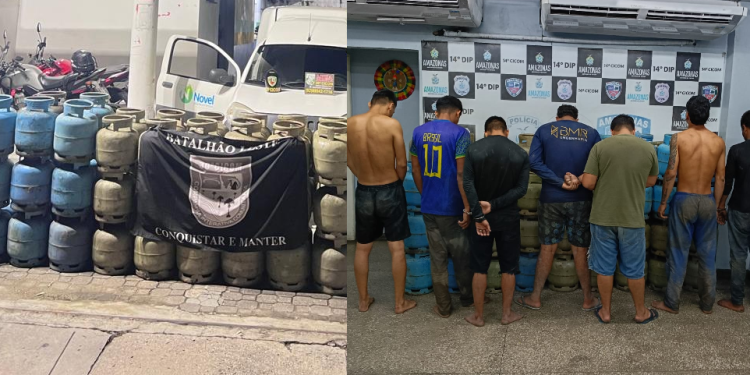 Sete homens são pr3s0s por furt0 de 68 botijas de gás de distribuidora na ZL de Manaus