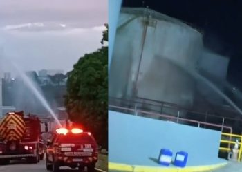 Bombeiros estão há mais de 41 horas resfriando tanque do gás que vazou em Manaus