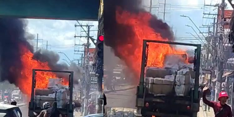 Vídeo: caminhão em chamas assusta manauaras na tarde desta quarta-feira (22)
