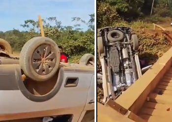 Vídeos: carros se ch0cam na BR-319 e um deles cai da ponte no Amazonas