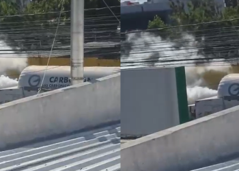 Vídeo: Fumaça branca em caminhão de oxigênio assusta motoristas na avenida Mário Ypiranga