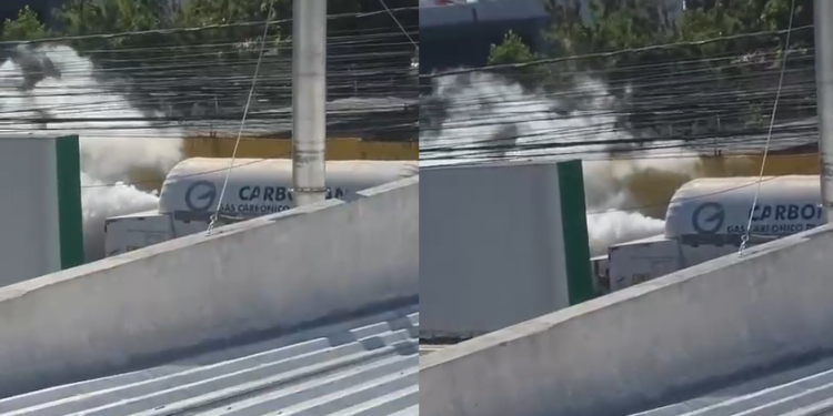 Vídeo: Fumaça branca em caminhão de oxigênio assusta motoristas na avenida Mário Ypiranga
