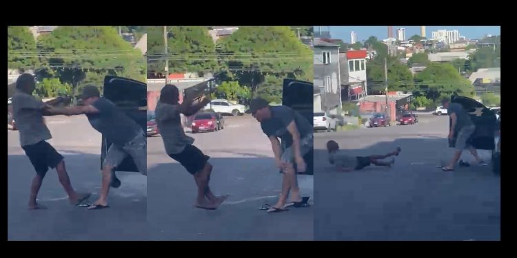 Vídeo forte: idoso é atacad0, r0ubado e derrubad0 na saída do banco em Manaus