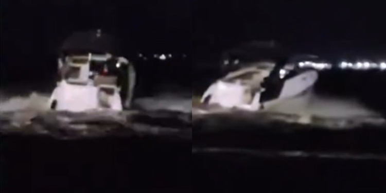 Vídeo: Festinha em lancha na Ponta Negra termina com t1r0s e casal se jogando na água