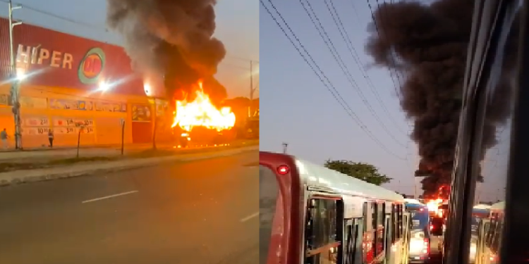 Vídeos: Ca0s toma conta da Grande Circular após trabalhadores inc3ndiarem ‘Amarelinho’ em protest0