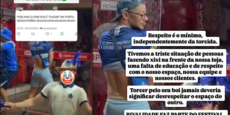 Grife Perreché tem fachada ‘mij@da’ e torcedor do Caprichoso ainda debocha: ‘Ano que vem vou é c@gar’