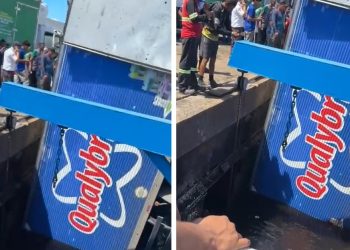 Vídeo: caminhão cai durante tentativa de embarque no Porto do Ceasa em Manaus