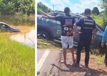 Vídeo: médico perde controle do carro e cai dento do rio no Amazonas