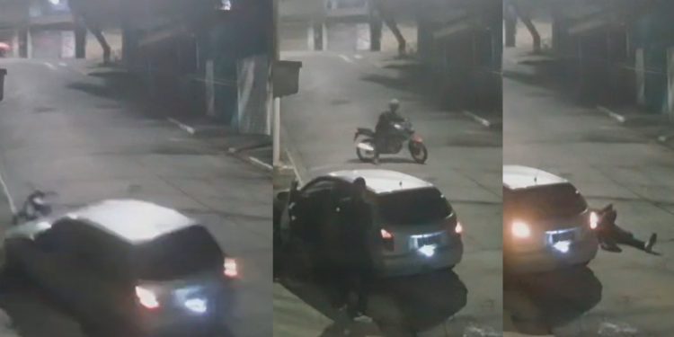 Vídeo: bandid0 é atropelad0 durante assalto, mas levanta e deixa homem balead0 no chão