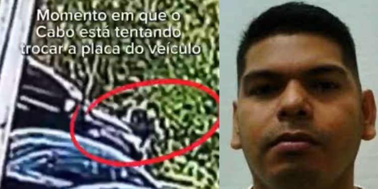 Vídeo: cabo da PM é flagrado trocando placa de carro envolvido na morte de investigador