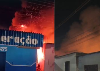 Veja: Incêndio toma conta de mata e faz comerciantes retirarem produtos às pressas em Manaus