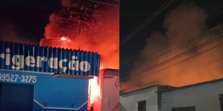 Veja: Incêndio toma conta de mata e faz comerciantes retirarem produtos às pressas em Manaus
