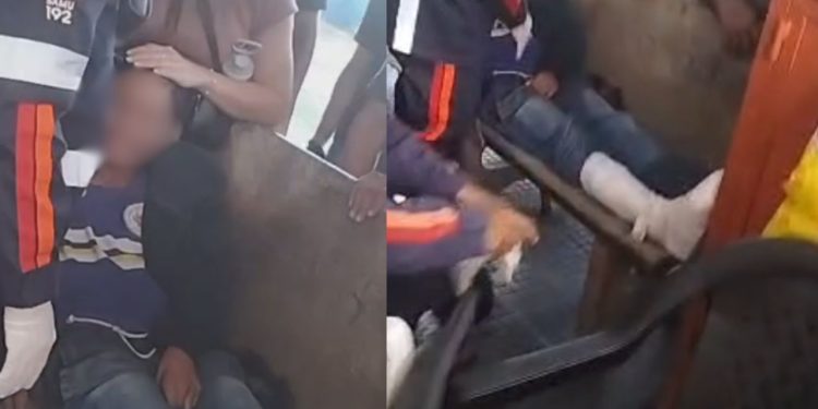 Ônibus da linha 093 passa sobre pé de estudante dentro do T5