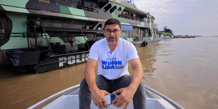 Em Jutaí, Wilson Lima visita base fluvial e defende criação de Polícia de Fronteira para conter cr1me organizado na Amazônia