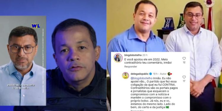 ‘Contraditório’: Delegado Pablo ataca Wilson Lima, leva investida de jornalista político e foto dos dois reaparece