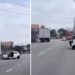 Vídeo: motorista de caminhão faz carro rodar na rua durante briga de trânsito