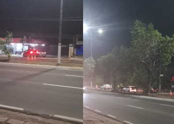 Vídeo: Durante racha, carro ating2 poste e quase invad3 lanchonete no bairro Tarumã