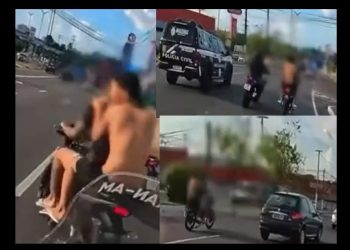 Policial grava vídeo perseguindo suspeitos em cima de uma moto em Manaus