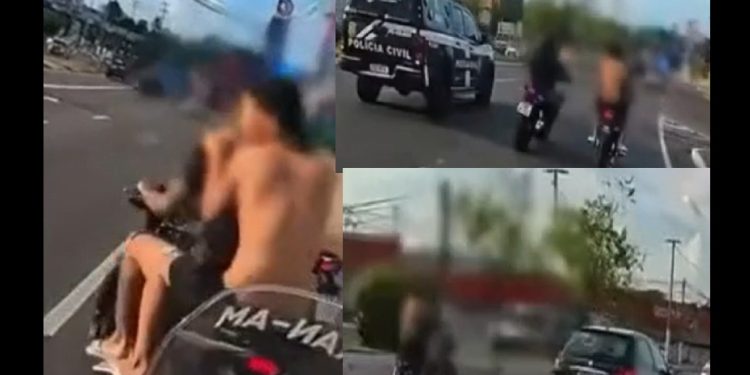Policial grava vídeo perseguindo suspeitos em cima de uma moto em Manaus