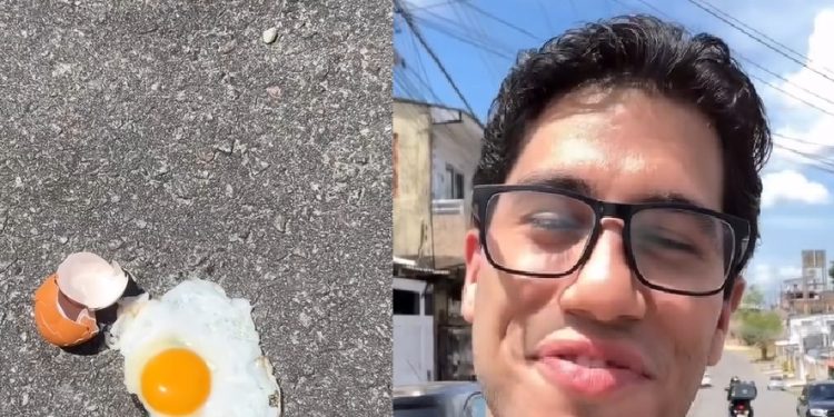 Influencer grava vídeo fritando ovo no asfalto em Manaus: ‘aqui é muito quente’