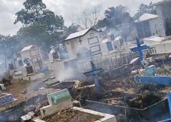 Vídeo: incêndio no Cemitério do Tarumã assusta funcionários e visitantes em Manaus
