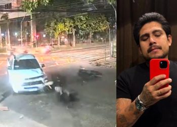 Vídeo mostra S10 furando sinal e atingindo motociclista que m0rr3u no Adrianópolis