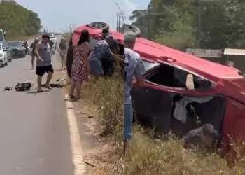Vídeo: Carro cap0ta três vezes, fica destruíd0 e deixa fer1d0s na AM-070