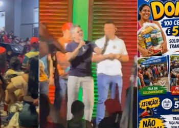 Vídeo: moradores flagram distribuição de alimentos após agenda política de David Almeida em Manaus