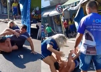 Vídeo: irmãos donos de banca na feira são pegos brigand0 na rua 8 do Alvorada
