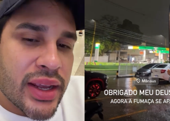 ‘Glória a Deus pai’, comemora apresentador Lucas Guimarães chegada da chuva após fumaça em Manaus