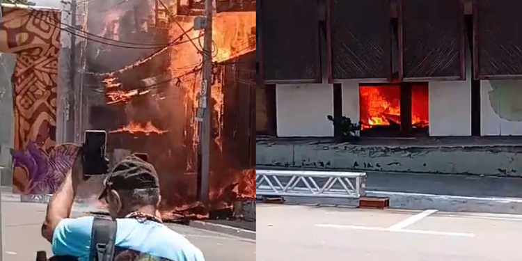 Vídeo: Prédio no Centro de Manaus fica em ch@mas e causa ca0s entre moradores e lojistas