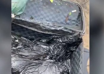 Vídeo forte: mala com pernas humanas é encontrada boiando na Avenida Tupiniquins