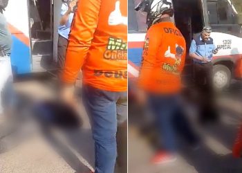Vídeo: motoqueiro é arrastad0 por ônibus no asfalto abrasivo em Manaus