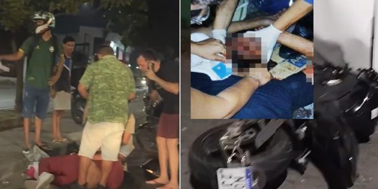 Testemunha grava moto embaixo do ônibus e condutor ferid0 em Manaus