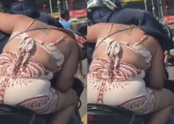 Vídeo: Trêbad@, mulher bebe todas e mototaxista se equilibra em corrida em Manaus