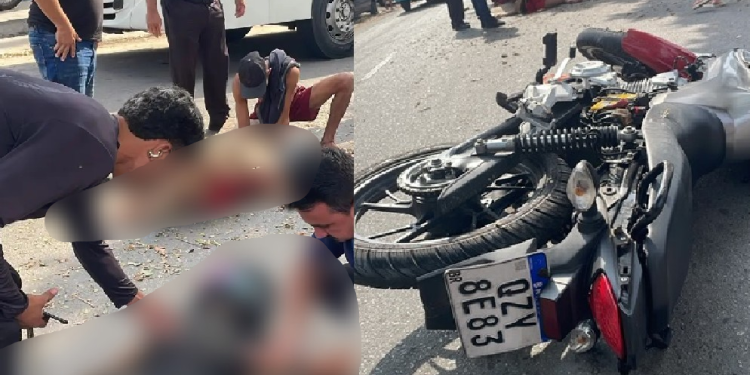 Vídeo: DJ t0mba no asfalto com jovem após moto atingir árvore em avenida na Zona Norte de Manaus
