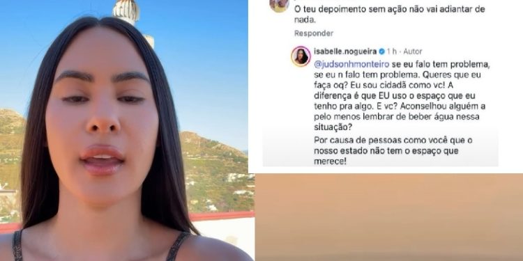 Isabelle Nogueira discute com internauta após ele dizer que vídeo dela sobre queimadas não adianta nada