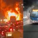 Vídeo: Na Constantino Nery, ônibus da linha 500 pega fogo e é destruído pelas chamas