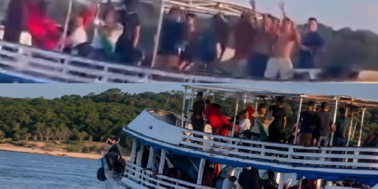 Vídeo: embarcações “tiram fino” no rio no Amazonas e passageiros se desesperam