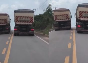 Vídeo: carreta ultrapassa em local proibido e quase causa tragédia na BR-174