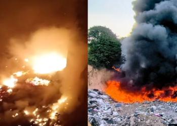 Vídeo: Incêndio em depósito de lixo na Zona Leste de Manaus entra no segundo dia