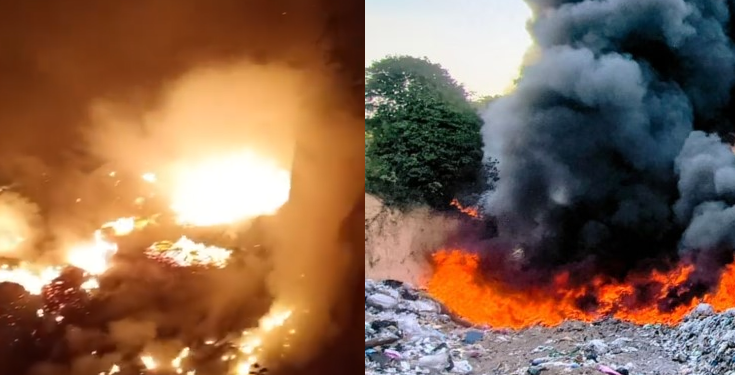 Vídeo: Incêndio em depósito de lixo na Zona Leste de Manaus entra no segundo dia