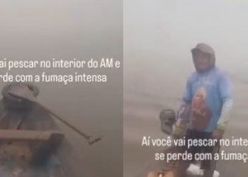 Por causa da fumaça, pescadores se perdem no rio Manacapuru e apelam: ‘Deus nos guie’; veja