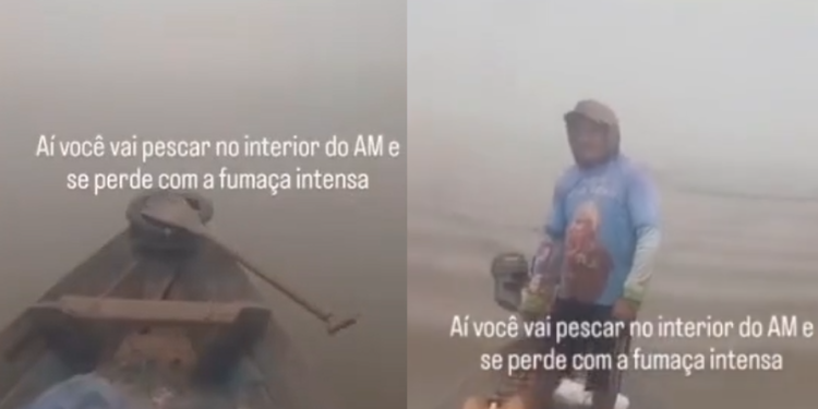 Por causa da fumaça, pescadores se perdem no rio Manacapuru e apelam: ‘Deus nos guie’; veja