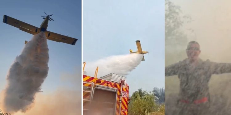 Vídeo gravado por bombeiros do Amazonas mostra momento em que aviões jogam água nos incêndios